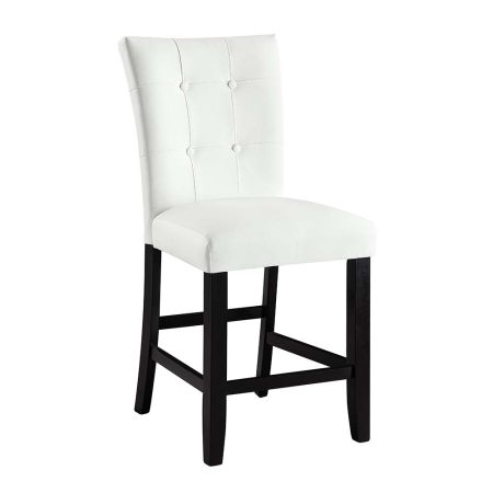 ACME Hussein Counter Height Chair (Set-2) White Synthetic Leather & Black Finish