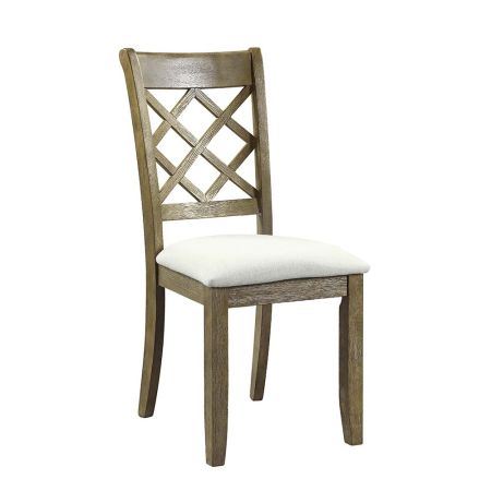 ACME Karsen Side Chair (Set-2) Beige Linen & Rustic Oak Finish