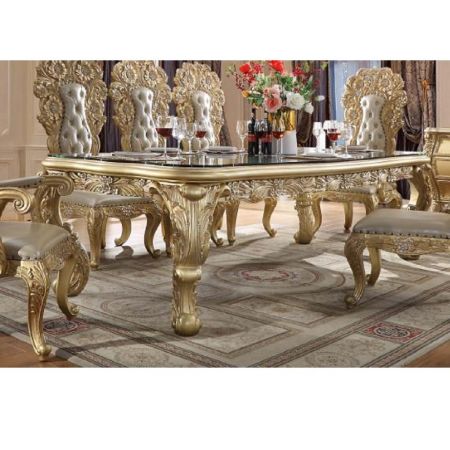 ACME Cabriole Dining Table Gold Finish