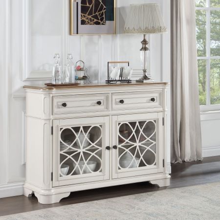 ACME Florian Server Antique White & Oak Finish