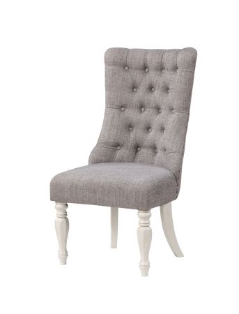 ACME Florian Side Chair (Set-2) Gray Fabric & Antique White Finish