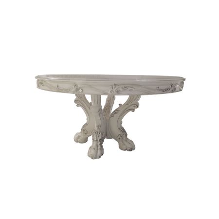 ACME Dresden Round Dining Table Bone White Finish