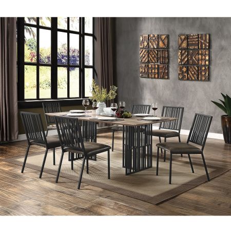 ACME Zudora Dining Table Antique Oak & Black Finish