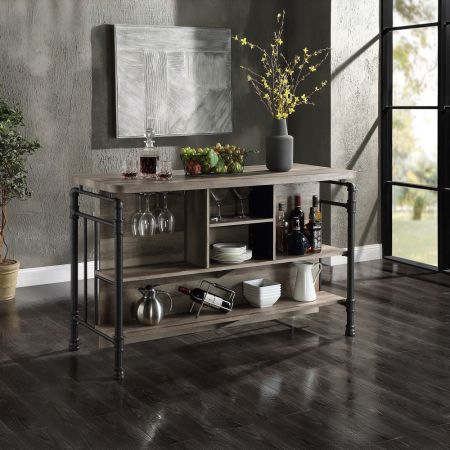 ACME Edina Counter Height Table Antique Oak & Sandy Gray Finish