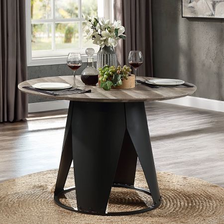 ACME Zudora Dining Table Antique Oak & Black Finish