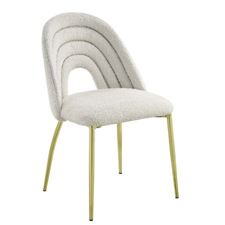 ACME Fadri Side Chair (Set-2) Teddy Sherpa & Mirrored Gold Finish