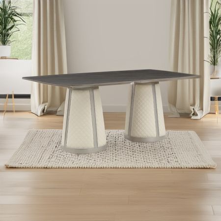 ACME Kasa Dining Table Sintered Stone Top & Champagne Finish