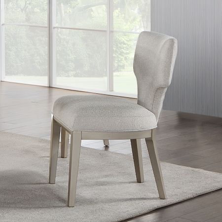 ACME Kasa Side Chair (Set-2) Linen & Champagne Finish