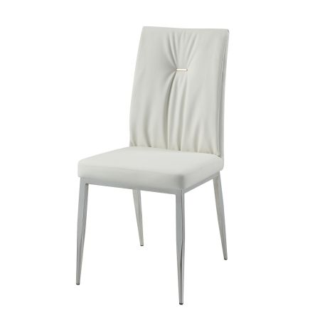 ACME Kamaile Side Chair (Set-2) Beige Synthetic Leather & Chrome Finish