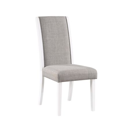 ACME Hollyn Side Chair (Set-2) Gray Linen & White Finish