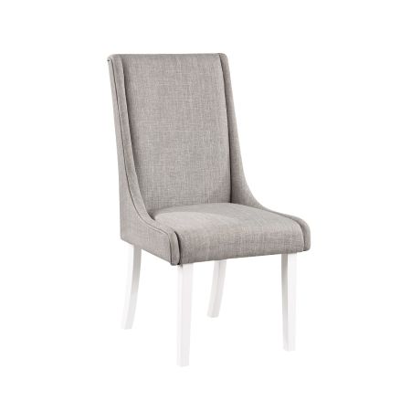 ACME Hollyn Side Chair (Set-2) Gray Linen & White Finish