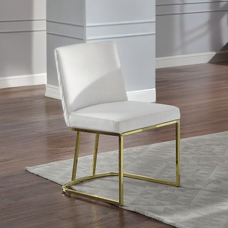 ACME Zazie Side Chair (Set-2) Beige Velvet & Gold Finish