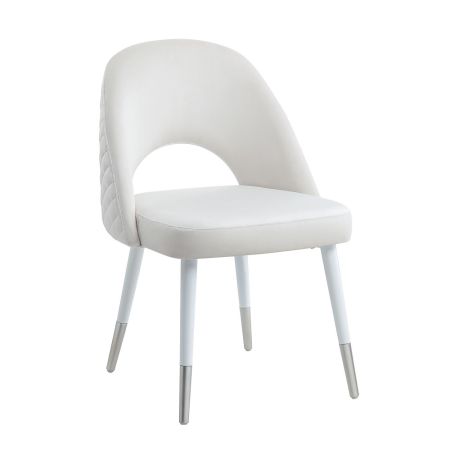 ACME Zemirah Side Chair (Set-2) White Velvet & White Gloss Finish