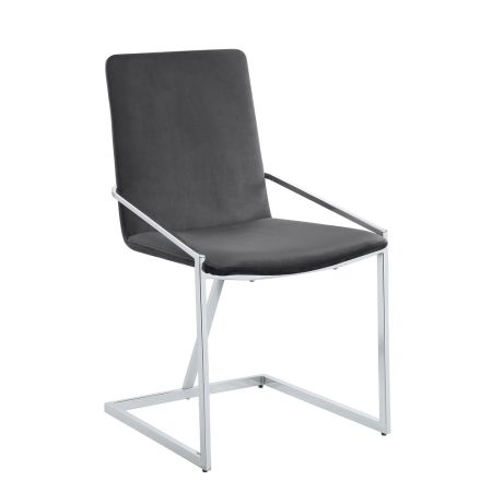 ACME Zlatan Side Chair (Set-2) Gray Velvet & Chrome Finish