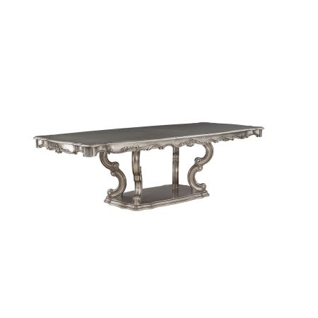 ACME Ariadne Dining Table W/Pedestal Antique Platinum Finish