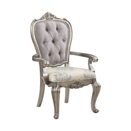 ACME Ariadne Arm Chair (Set-2) Velvet & Antique Platinum Finish