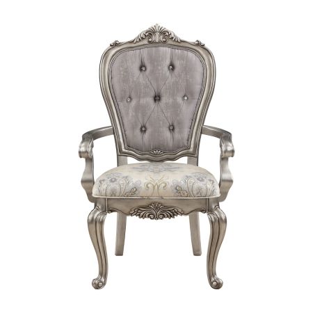 ACME Ariadne Arm Chair (Set-2) Velvet & Antique Platinum Finish