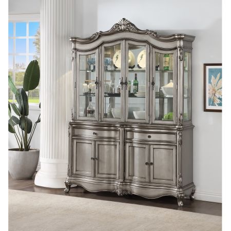 ACME Ariadne Hutch & Buffet Antique Platinum Finish