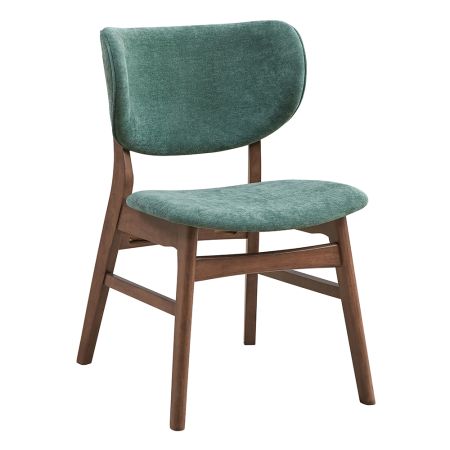 ACME Bevis Side Chair (Set-2) Green Fabric & Walnut Finish