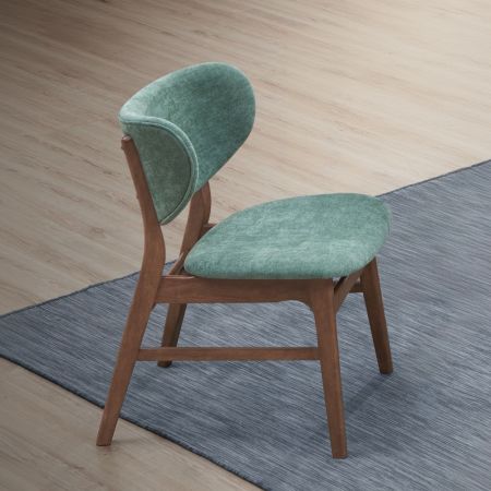 ACME Bevis Side Chair (Set-2) Green Fabric & Walnut Finish