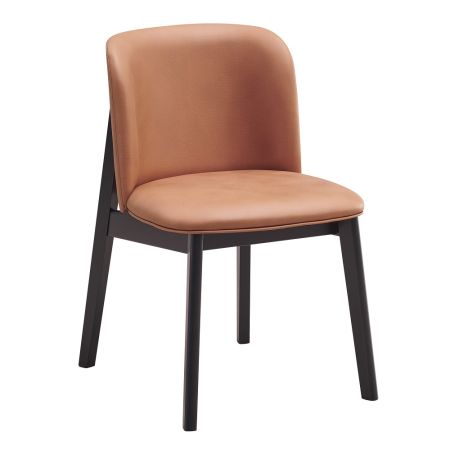 ACME Eliora Side Chair (Set-2) Camel Polish Microfiber & Black Finish