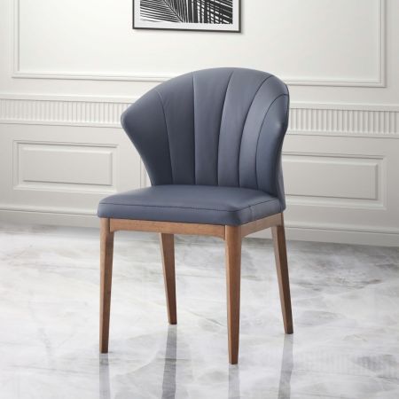 ACME Seraphyne Side Chair (Set-2) Slate Leather & Walnut Finish