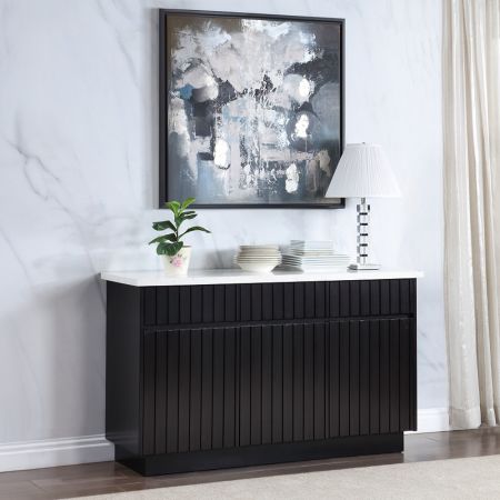 ACME Jaramillo Server Engineering Marble Top & Black Finish