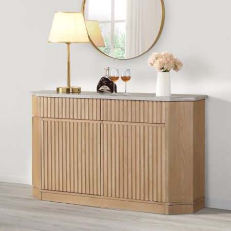 ACME Furniture Qwin Server Marble Top & Oak Finish