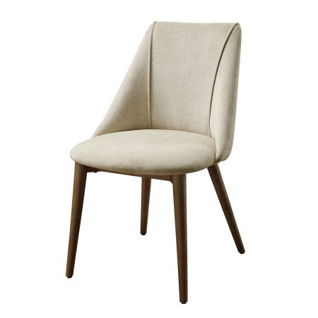 ACME Furniture Willene Side Chair Beige Fabric & Walnut Finish