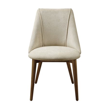 ACME Furniture Willene Side Chair Beige Fabric & Walnut Finish