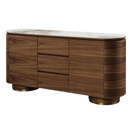 ACME Furniture Willene Server Ceramic Top & Walnut Finish