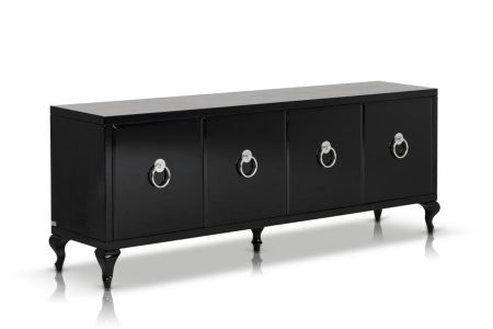 Bellagio Transitional Black Crocodile Lacquer Buffet