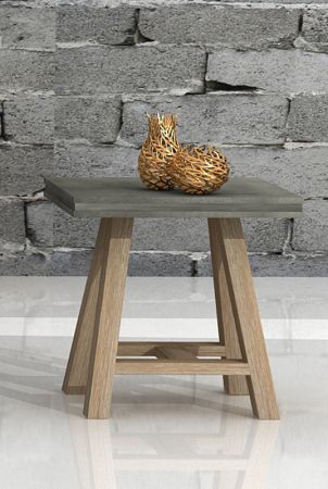 Modrest Civic Modern Concrete & Acacia End Table