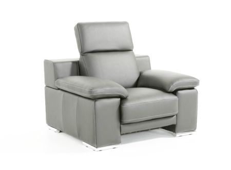 Lamod Italia Evergreen Modern Stone Grey Italian Leather Chair