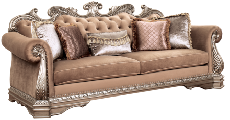 ACME Northville Sofa W/5 Pillows Velvet & Antique Silver Finish