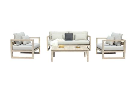 Renava Calm - Outdoor Grey + Acacia Sofa Set