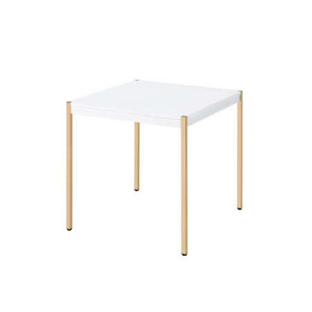 ACME Otrac End Table White & Gold Finish