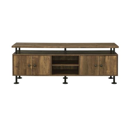 ACME Ensata II TV Stand Rustic Oak & Black Finish