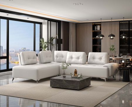 ACME Turano Sectional Sofa Pearl White Leather