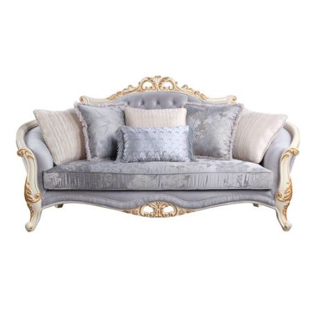 ACME Galelvith Sofa W/6 Pillows Gray Fabric