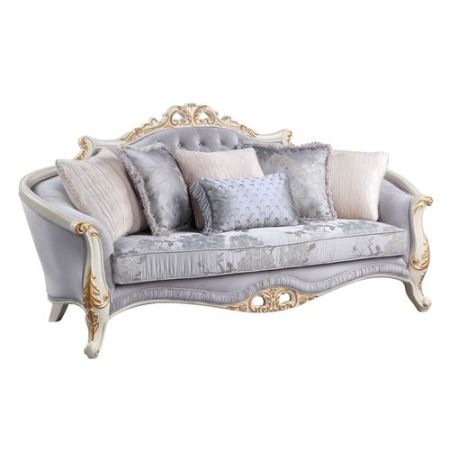 ACME Galelvith Sofa W/6 Pillows Gray Fabric