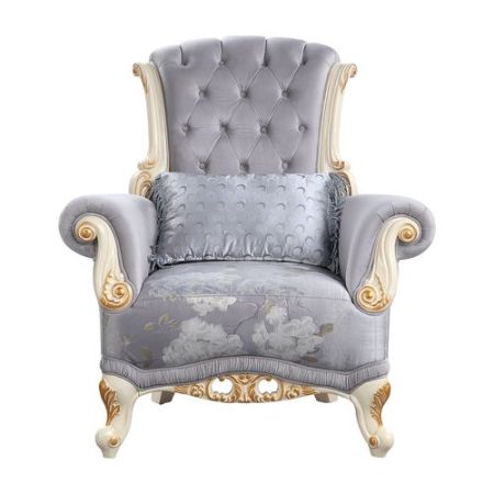 ACME Galelvith Chair W/Pillows Gray Fabric