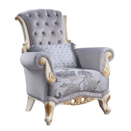 ACME Galelvith Chair W/Pillows Gray Fabric