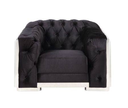 ACME Pyroden Chair Black Velvet & Chrome Finish