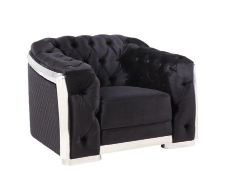 ACME Pyroden Chair Black Velvet & Chrome Finish