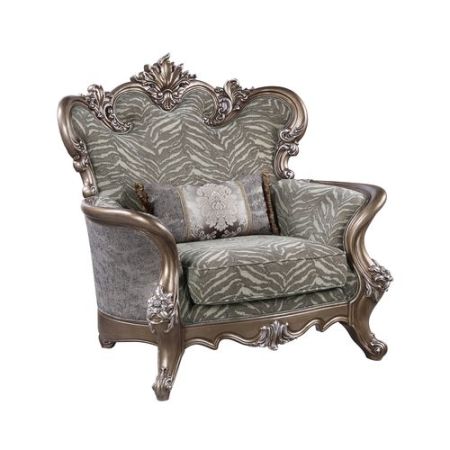 ACME Elozzol Chair W/Pillow Fabric & Antique Bronze Finish