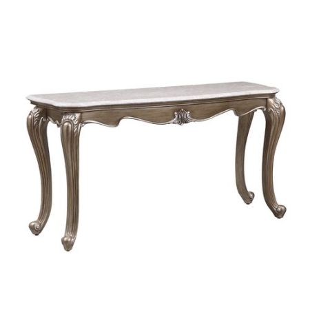 ACME Elozzol Sofa Table Marble Top & Antique Bronze Finish