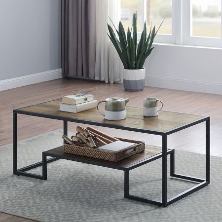 ACME Idella Coffee Table Rustic Oak & Black Finish