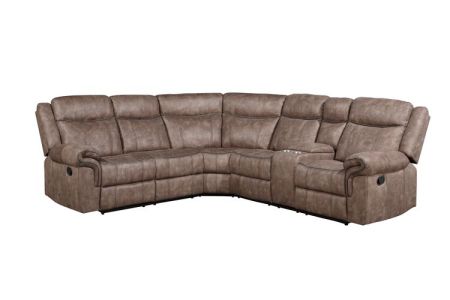 ACME Dollum Motion Sectional Sofa Two Tone Chocolate Velvet