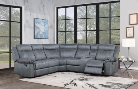 ACME Dollum Motion Sectional Sofa Two Tone Gray Velvet